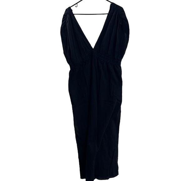 Women's Kona Sol Black V-Neck Maxi Gauze Cotton Cover Up Long Dress  Size XL - Picture 1 of 6